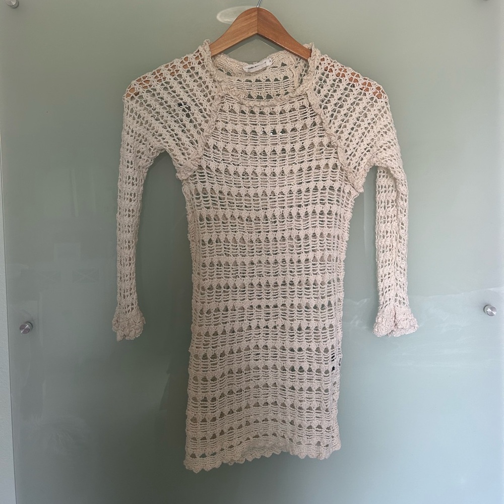Isabel Marant Etoile Calice Crochet Knit Dress Size 38 Beige Sand Color Coverup